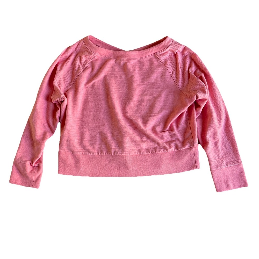 T by Talbots Cozy Crush Sweatshirt Sz LP UPF 50+ Slub Terry Bright Pink Cropped